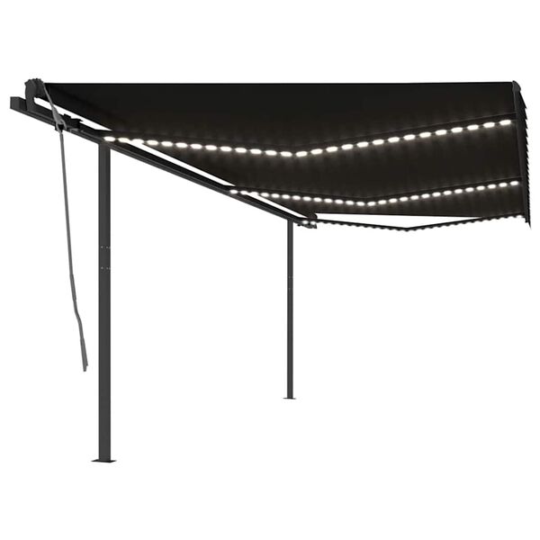 vidaXL Toldo autom&aacute;tico con LED y sensor de viento gris antracita 6x3m