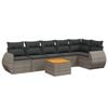 vidaXL Set de sof&aacute;s de jard&iacute;n 7 piezas con cojines rat&aacute;n PE gris