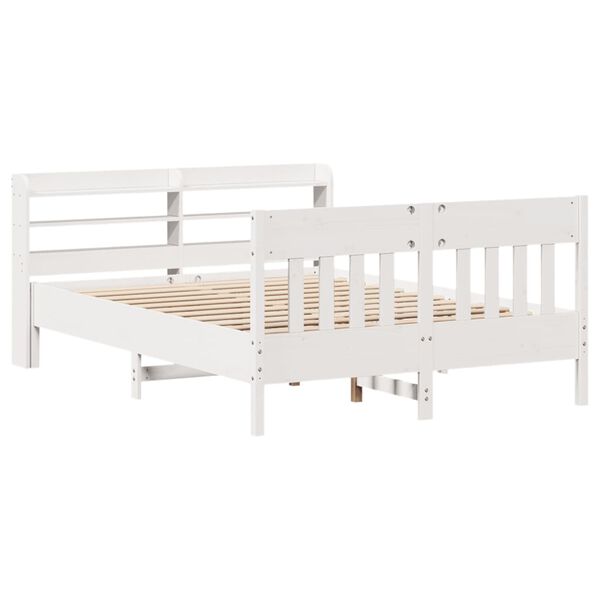 vidaXL Estructura de cama sin colch&oacute;n madera de pino blanca 150x200 cm