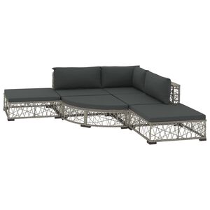 vidaXL Set de sof&aacute;s de jard&iacute;n 6 piezas y cojines rat&aacute;n sint&eacute;tico gris