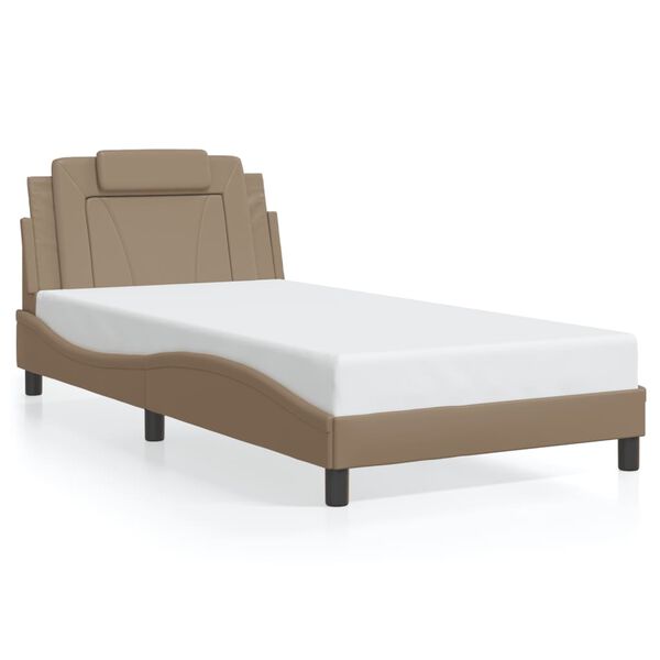 vidaXL Estructura de cama Viana sin colch&oacute;n cuero sint&eacute;tico capuchino 100x200cm