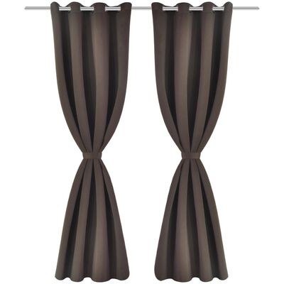 2 cortinas marrones oscuras con anillas blackout 135x245cm