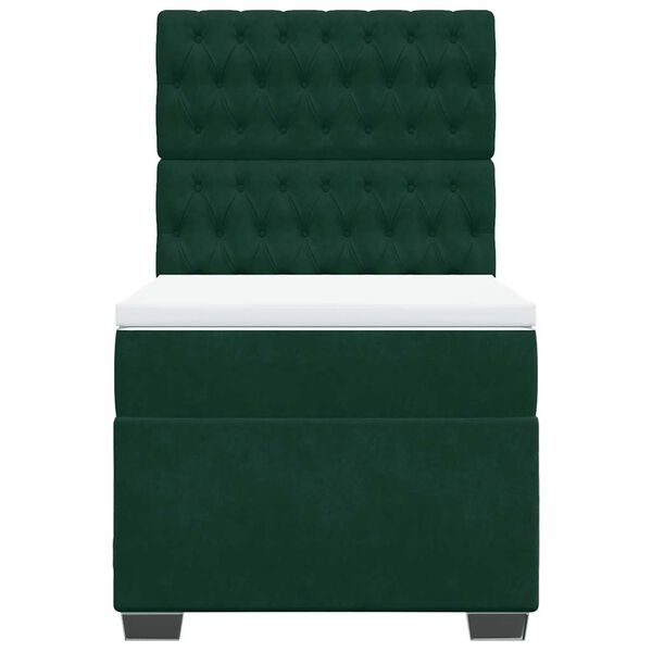vidaXL Cama box spring con colch&oacute;n terciopelo verde oscuro 90x200 cm