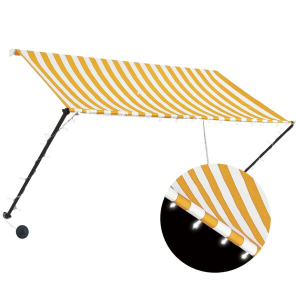 vidaXL Toldo retr&aacute;ctil con LED amarillo y blanco 250x150 cm