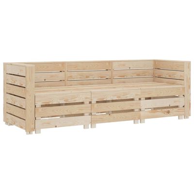 vidaXL Sofá de palets de 3 plazas para jardín madera