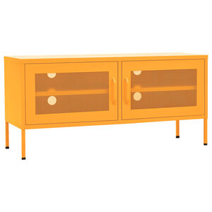 vidaXL Mueble para TV de acero amarillo mostaza 105x35x50 cm