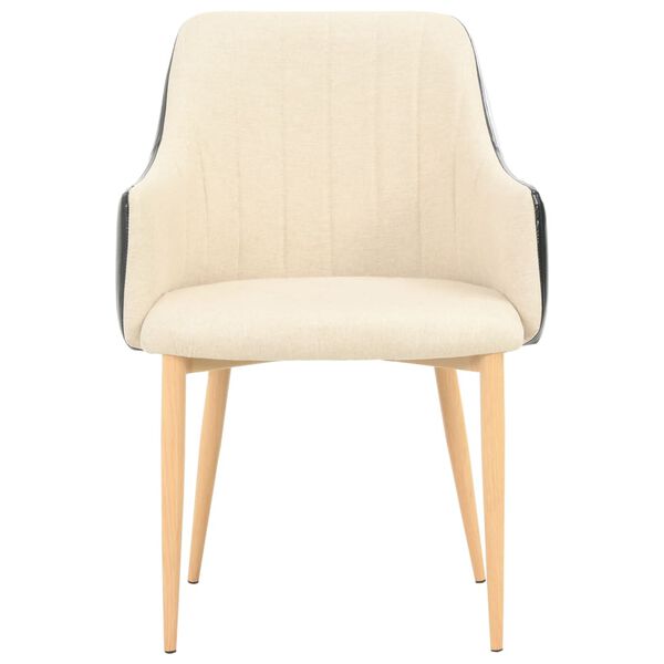 vidaXL Sillas de comedor 2 unidades tela color crema y negro