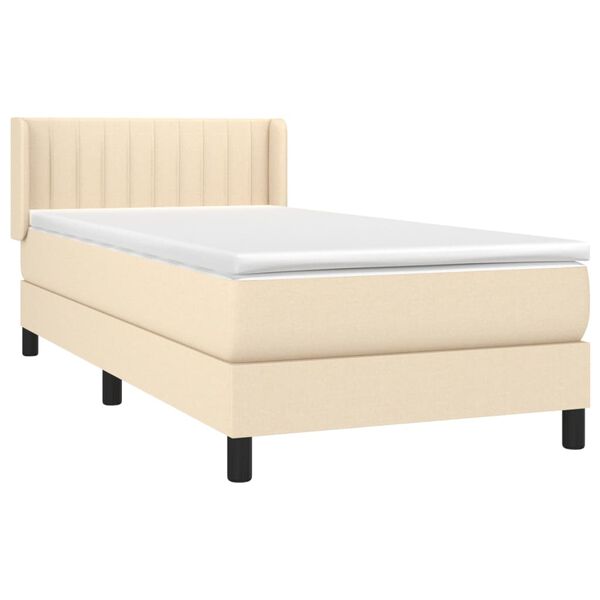 vidaXL Cama box spring con colch&oacute;n tela color crema 90x200 cm