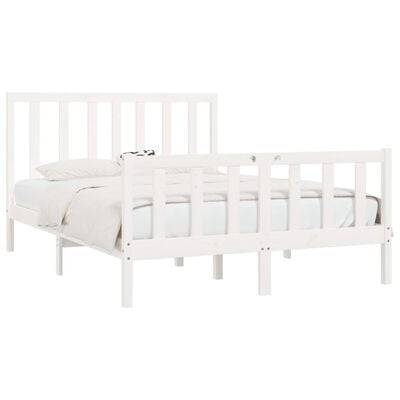 vidaXL Estructura de cama de madera maciza blanca 140x190 cm