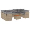 vidaXL Juego de sof&aacute;s jard&iacute;n con cojines beige 10 pzas rat&aacute;n sint&eacute;tico