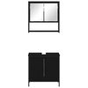 vidaXL Juego de muebles de ba&ntilde;o 2 pcs Negro Madera contrachapada
