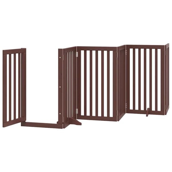 vidaXL Puerta de perros plegable 15 paneles madera &aacute;lamo marr&oacute;n 750 cm