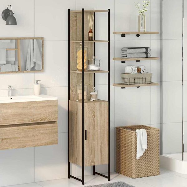 vidaXL Mueble de Cuarto de Ba&ntilde;o con estante Sonoma 33 x 33 x 185,5 cm