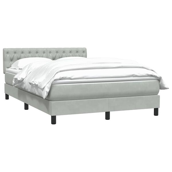 vidaXL Cama box spring con colch&oacute;n terciopelo gris claro 160x210 cm