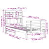 vidaXL Cama con estantería sin colchón madera maciza marrón 75x190 cm
