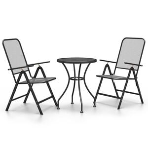 vidaXL Set de comedor de jard&iacute;n 3 pzas malla metal expandido antracita