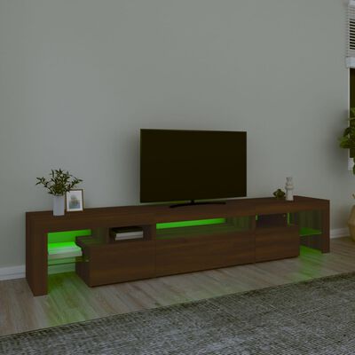 vidaXL Mueble de TV con luces LED marrón roble 215x36,5x40 cm