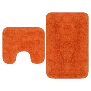 vidaXL Conjunto de alfombrillas de ba&ntilde;o de tela 2 piezas naranja