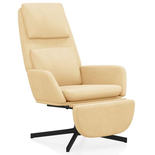 vidaXL Sill&oacute;n de relax con reposapi&eacute;s terciopelo blanco crema