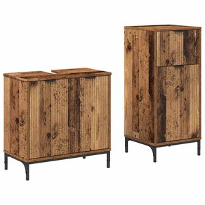 vidaXL Juego de muebles de ba&ntilde;o con caj&oacute;n 2 pcs Madera Vieja
