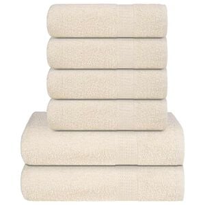 vidaXL Juego de toallas FROGN de 6 piezas color crema 360 g/m&sup2;