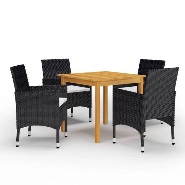vidaXL Juego de comedor de jard&iacute;n de 5 piezas negro