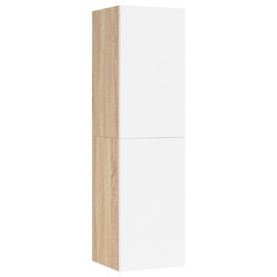 vidaXL Mueble de TV madera contrachapada blanco y roble 30,5x30x110 cm