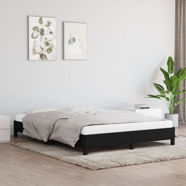 vidaXL Cama sin colch&oacute;n tela negro 140x190 cm