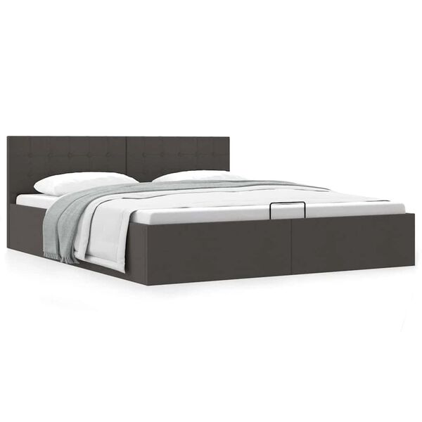 vidaXL Cama canap&eacute; hidr&aacute;ulica de almacenaje sin colch&oacute;n gris 160x200cm