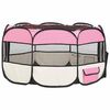 vidaXL Parque de perros plegable y bolsa transporte rosa 125x125x61cm