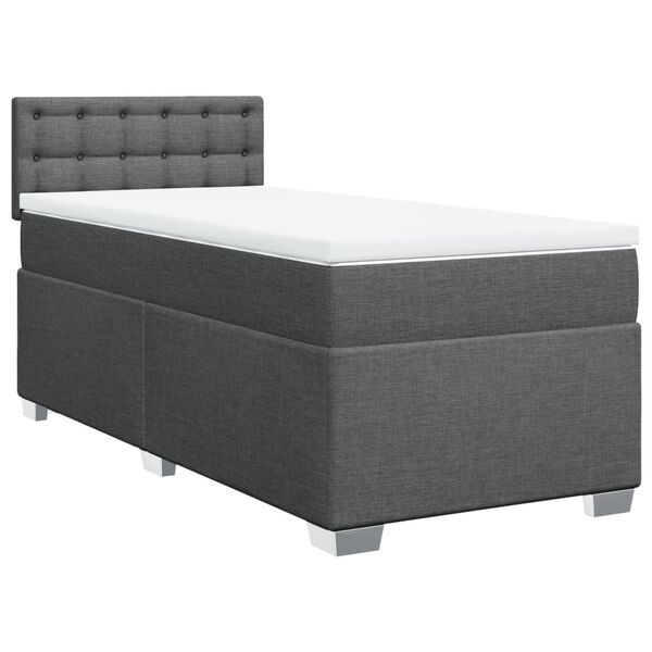 vidaXL Cama box spring con colch&oacute;n tela gris oscuro 80x200 cm