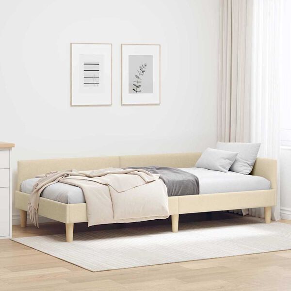 vidaXL Estructura de cama en esquina Crema 80 x 200 cm tela