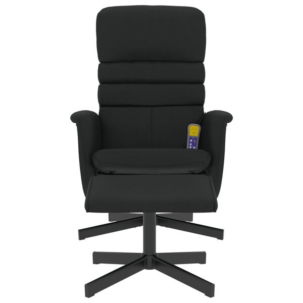 vidaXL Sill&oacute;n reclinable masaje con reposapi&eacute;s cuero sint&eacute;tico negro