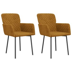 vidaXL Sillas de comedor 2 unidades terciopelo marr&oacute;n