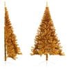 vidaXL Medio &aacute;rbol de Navidad artificial con soporte PET dorado 240 cm