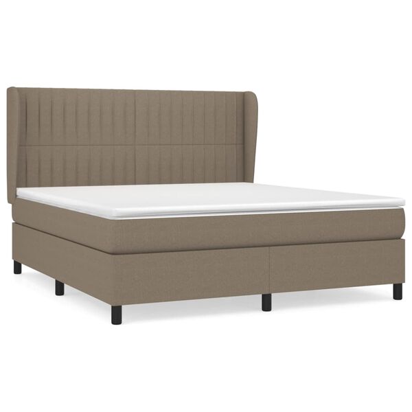 vidaXL Cama box spring con colch&oacute;n tela gris taupe 160x200 cm