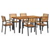 vidaXL Juego de comedor de jardín 7 pzas madera maciza acacia y metal