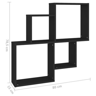 vidaXL Estante de cubo de pared aglomerado negro 80x15x78,5cm