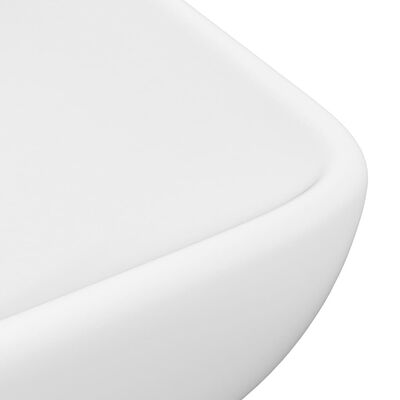 vidaXL Lavabo de lujo de cerámica rectangular blanco mate 71x38 cm