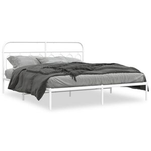 vidaXL Estructura cama sin colch&oacute;n con cabecero metal blanco 193x203cm