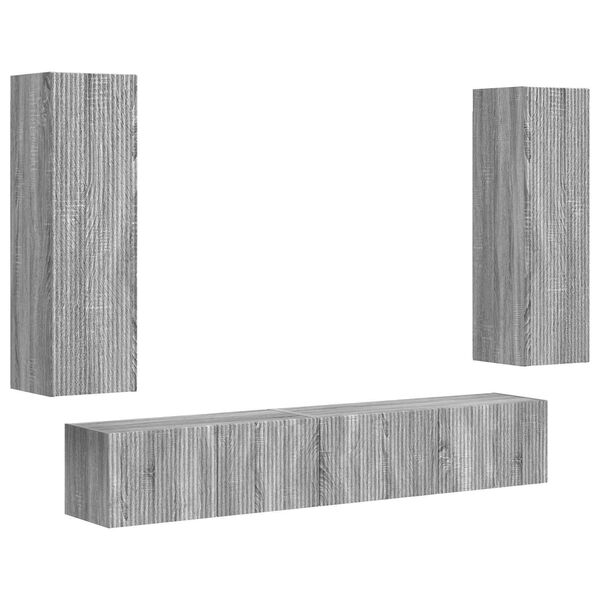 vidaXL Conjunto de mueble de TV 3 pcs Gris Sonoma Madera de ingenier&iacute;a