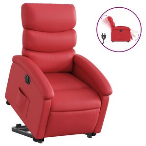 vidaXL Sill&oacute;n elevable el&eacute;ctrico cuero artificial rojo