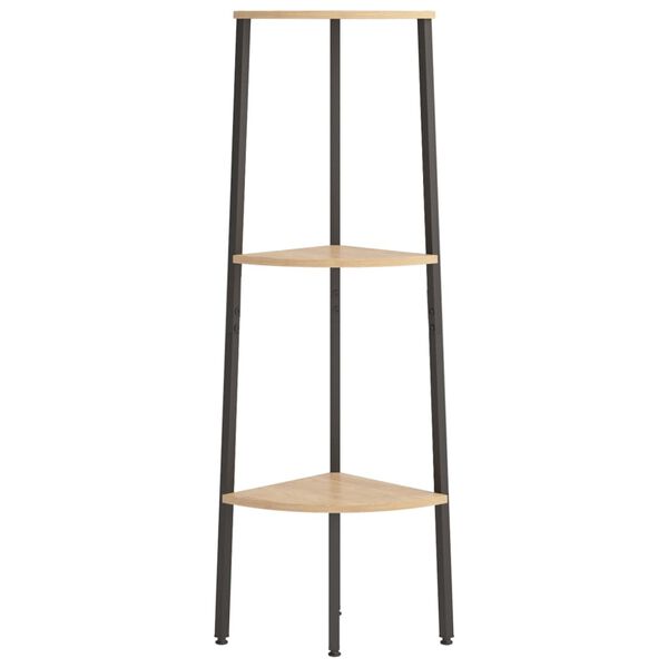vidaXL Estanter&iacute;a esquina 3 niveles marr&oacute;n claro negro 45,5x31,5x120cm
