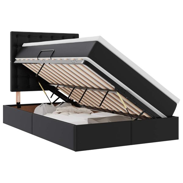 vidaXL Cama con almacenamiento y LED con colch&oacute;n Negro 120 x 190 cm