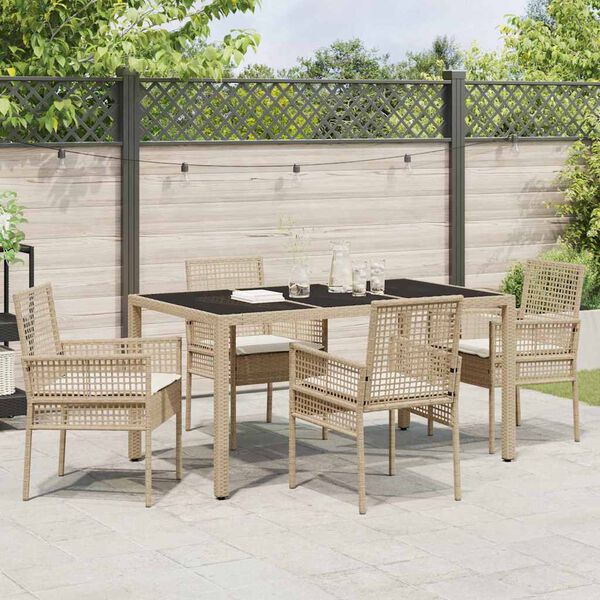 vidaXL Conjunto de Comedor de Jard&iacute;n 5 pcs Beige rat&aacute;n sint&eacute;tico
