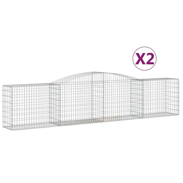 vidaXL Cestas de gaviones 2 uds forma de arco hierro 400x50x80/100 cm
