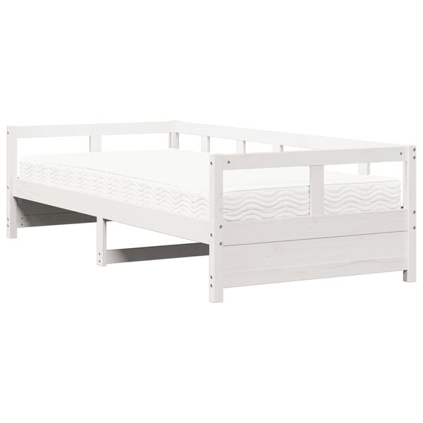 vidaXL Sofá cama con colchón madera maciza de pino blanco 80x200 cm