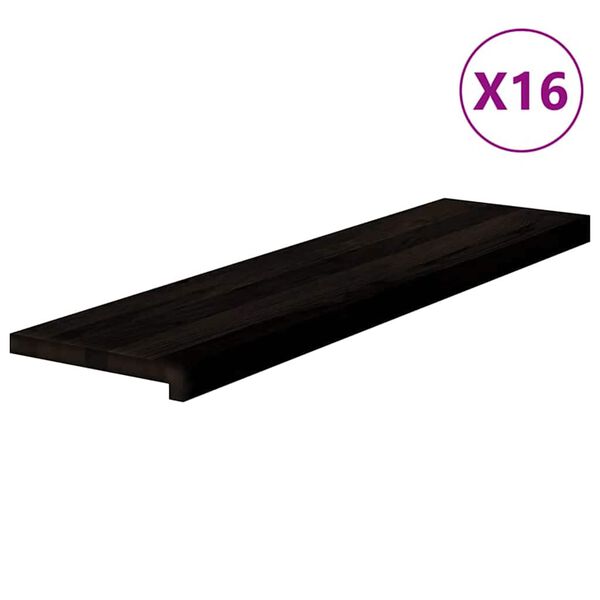 vidaXL Pelda&ntilde;os de escalera 16 uds madera maciza roble marr&oacute;n oscuro