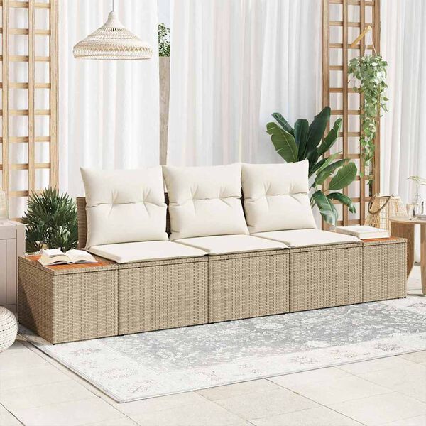 vidaXL Conjunto de sofá de jardín 3 pcs Beige ratán sintético