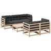 vidaXL Juego de sof&aacute;s de jard&iacute;n 6 pzas con cojines madera maciza pino
